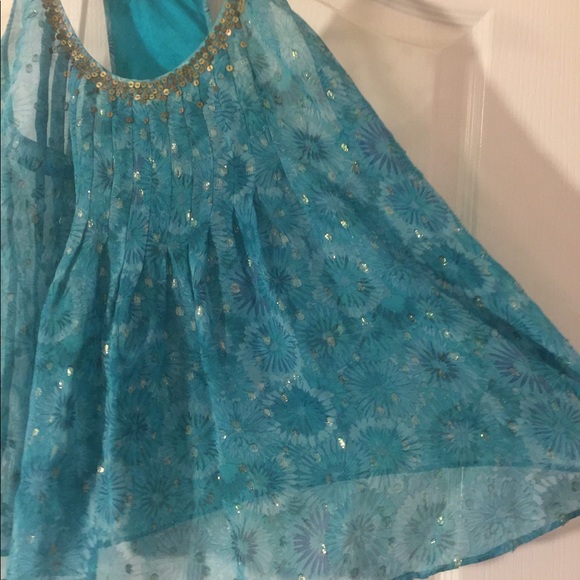 Rebecca Taylor Blue Floral Sheer Tank Top sz 0 - Picture 3 of 6